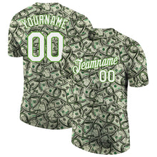 Load image into Gallery viewer, Custom Green White-Neon Green 3D Pattern Design Dollar Performance T-Shirt
