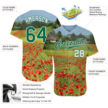 Load image into Gallery viewer, Custom Green Kelly Green-White 3D Pattern Design Flowers Authentic Baseball Jersey
