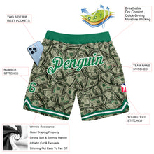 Load image into Gallery viewer, Custom Green Kelly Green-White 3D Pattern Design Dollar Authentic Basketball Shorts
