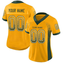 Load image into Gallery viewer, Custom Gold Green-White Mesh Drift Fashion Football Jersey
