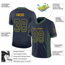 Load image into Gallery viewer, Custom Navy Green-Gold Mesh Drift Fashion Football Jersey
