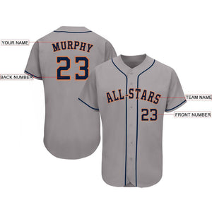 Custom Gray Navy-Orange Baseball Jersey