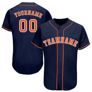 Custom Navy Orange-White Baseball Jersey