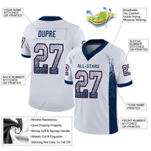 Load image into Gallery viewer, Custom White Navy-Red Mesh Drift Fashion Football Jersey
