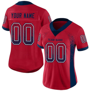 Custom Red Navy-White Mesh Drift Fashion Football Jersey