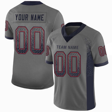 Custom Gray Navy-Red Mesh Drift Fashion Football Jersey