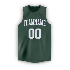 Custom Hunter Green White Round Neck Basketball Jersey - Fcustom
