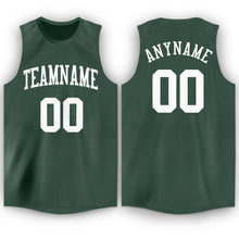 Load image into Gallery viewer, Custom Hunter Green White Round Neck Basketball Jersey - Fcustom
