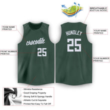 Load image into Gallery viewer, Custom Hunter Green White Round Neck Basketball Jersey - Fcustom
