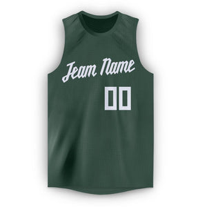 Custom Hunter Green White Round Neck Basketball Jersey - Fcustom