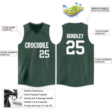 Load image into Gallery viewer, Custom Hunter Green White V-Neck Basketball Jersey - Fcustom
