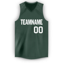 Load image into Gallery viewer, Custom Hunter Green White V-Neck Basketball Jersey - Fcustom
