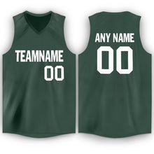 Load image into Gallery viewer, Custom Hunter Green White V-Neck Basketball Jersey - Fcustom
