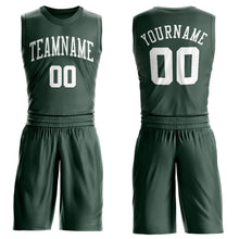 Load image into Gallery viewer, Custom Hunter Green White Round Neck Suit Basketball Jersey - Fcustom
