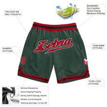 Load image into Gallery viewer, Custom Hunter Green Red-Black Authentic Throwback Basketball Shorts
