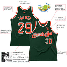 Load image into Gallery viewer, Custom Hunter Green Orange-White Authentic Throwback Basketball Jersey
