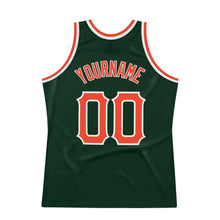 Load image into Gallery viewer, Custom Hunter Green Orange-White Authentic Throwback Basketball Jersey
