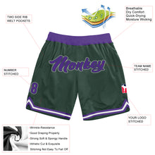 Load image into Gallery viewer, Custom Hunter Green Purple-Gray Authentic Throwback Basketball Shorts
