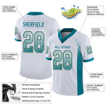 Load image into Gallery viewer, Custom White Teal-Old Gold Drift Fashion Football Jersey
