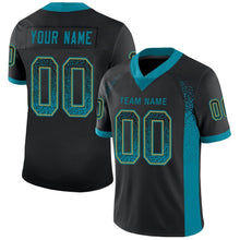 Load image into Gallery viewer, Custom Black Teal-Old Gold Mesh Drift Fashion Football Jersey
