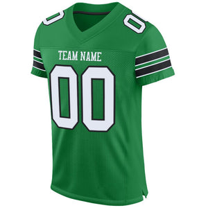 Custom Grass Green White-Black Mesh Authentic Football Jersey