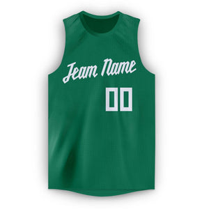 Custom Kelly Green White Round Neck Basketball Jersey - Fcustom