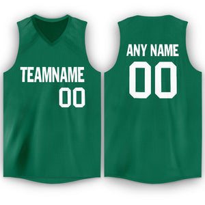 Custom Kelly Green White V-Neck Basketball Jersey - Fcustom