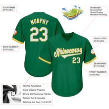 Load image into Gallery viewer, Custom Kelly Green White-Gold Authentic Throwback Rib-Knit Baseball Jersey Shirt
