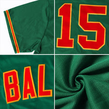 Load image into Gallery viewer, Custom Kelly Green White-Gold Authentic Throwback Rib-Knit Baseball Jersey Shirt
