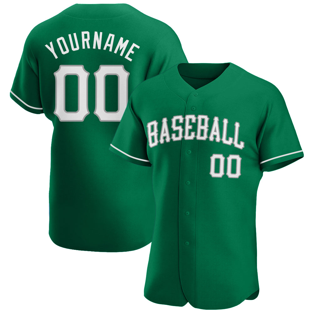 Custom Kelly Green White-Gray Authentic St. Patrick's Day Baseball Jersey