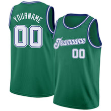 Load image into Gallery viewer, Custom Kelly Green White-Royal Round Neck Rib-Knit Basketball Jersey
