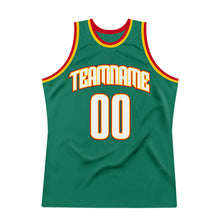 Load image into Gallery viewer, Custom Kelly Green White-Gold Authentic Throwback Basketball Jersey
