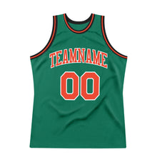 Load image into Gallery viewer, Custom Kelly Green Orange-White Authentic Throwback Basketball Jersey
