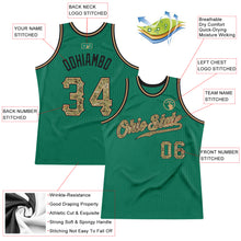 Load image into Gallery viewer, Custom Kelly Green Camo-Black Authentic Throwback Basketball Jersey
