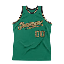 Load image into Gallery viewer, Custom Kelly Green Camo-Black Authentic Throwback Basketball Jersey
