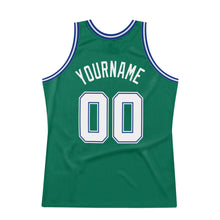 Load image into Gallery viewer, Custom Kelly Green White-Royal Authentic Throwback Basketball Jersey
