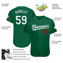 Load image into Gallery viewer, Custom Kelly Green White-Red Authentic Baseball Jersey
