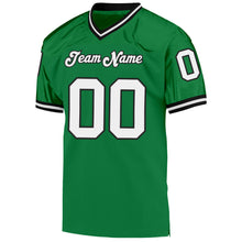 Load image into Gallery viewer, Custom Grass Green White-Black Mesh Authentic Throwback Football Jersey
