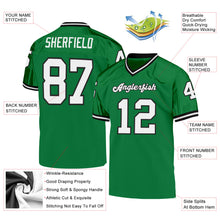 Load image into Gallery viewer, Custom Grass Green White-Black Mesh Authentic Throwback Football Jersey
