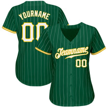 Load image into Gallery viewer, Custom Kelly Green White Pinstripe White-Gold Authentic Baseball Jersey
