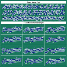 Load image into Gallery viewer, Custom Kelly Green White Pinstripe Royal-White Authentic Baseball Jersey
