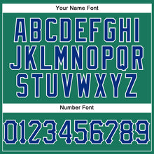Load image into Gallery viewer, Custom Kelly Green White Pinstripe Royal-White Authentic Baseball Jersey
