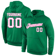 Load image into Gallery viewer, Custom Stitched Kelly Green White-Pink Sports Pullover Sweatshirt Hoodie
