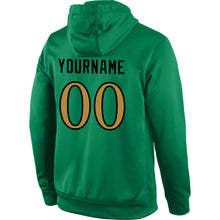 Load image into Gallery viewer, Custom Stitched Kelly Green Old Gold-Black Sports Pullover Sweatshirt Hoodie
