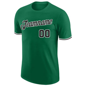 Custom Kelly Green Black-White Performance T-Shirt