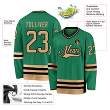 Load image into Gallery viewer, Custom Kelly Green Old Gold-Black Hockey Jersey
