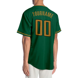 Custom Kelly Green Old Gold-Black Authentic Baseball Jersey