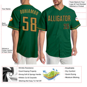 Custom Kelly Green Old Gold-Black Authentic Baseball Jersey