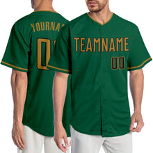 Load image into Gallery viewer, Custom Kelly Green Old Gold-Black Authentic Baseball Jersey
