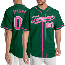 Load image into Gallery viewer, Custom Kelly Green Pink-White Authentic Baseball Jersey

